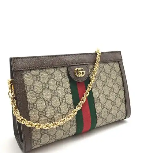 gucci(古驰) 经典款ophidia系列女士乌木色pvc小号链条单肩包