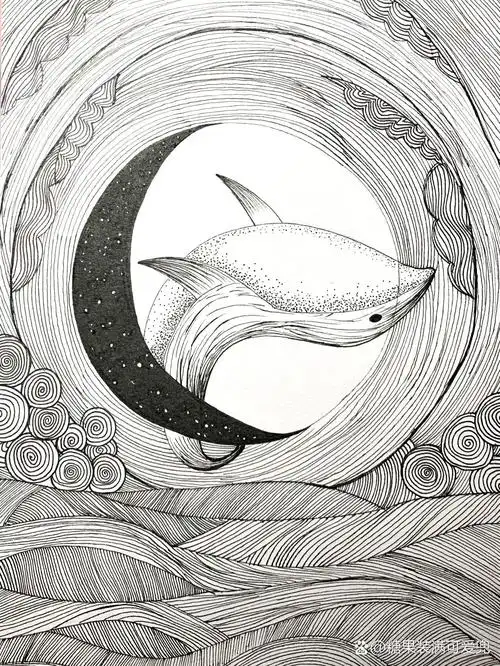 控笔训练 控笔练习线条画素材 海豚