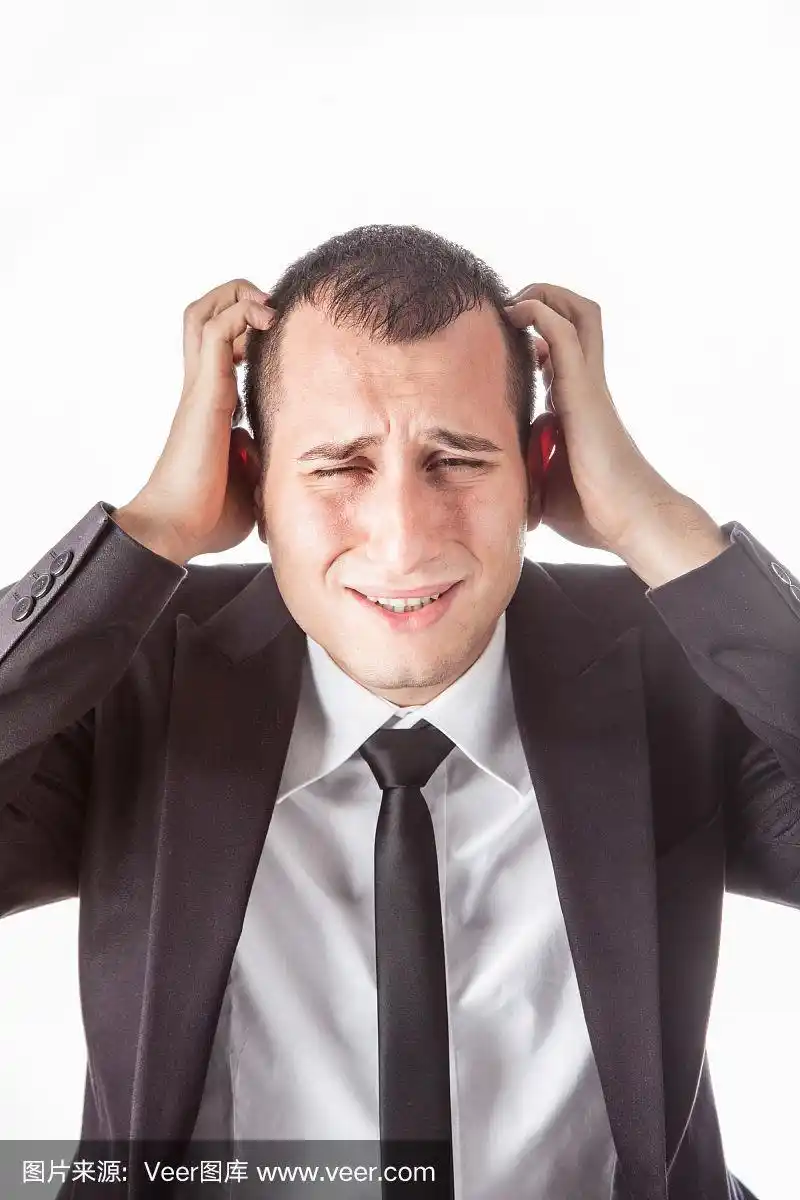 男商人,发狂的,托腮,垂直画幅,头痛