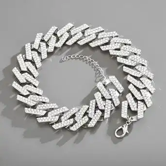 欧美嘻哈30mm超大古巴链粗链条潮人复古满钻男士项链批发跨境专供