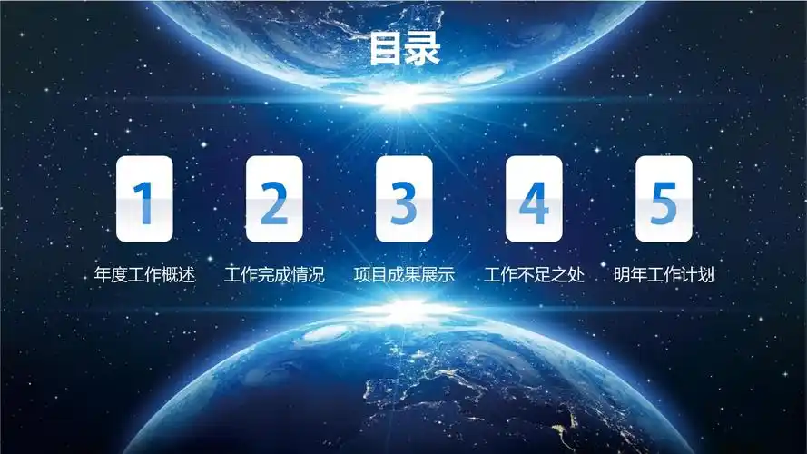 2021宇宙星空新年计划总结述职报告科研成果汇报动态ppt模板