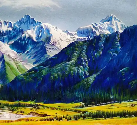 《雪山下的牛羊》