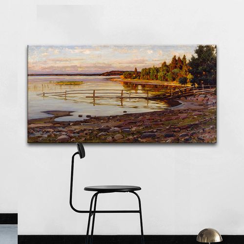 世界名画现代风景油画客厅书房装饰画过道玄关走廊样板房挂画横幅