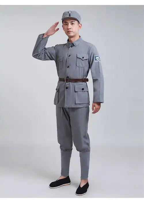 红军演出服粗布棉麻成人红军演出服衣服八路军新四军舞台舞蹈长征服装