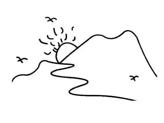 一组风景简笔画素材大全,山峰画法一学就会,哄娃必备这是一组山的简笔