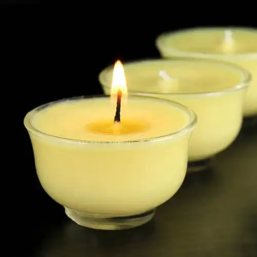 酥油油灯灯平烛台蜡烛家用无烟天然供佛植物蜡烛