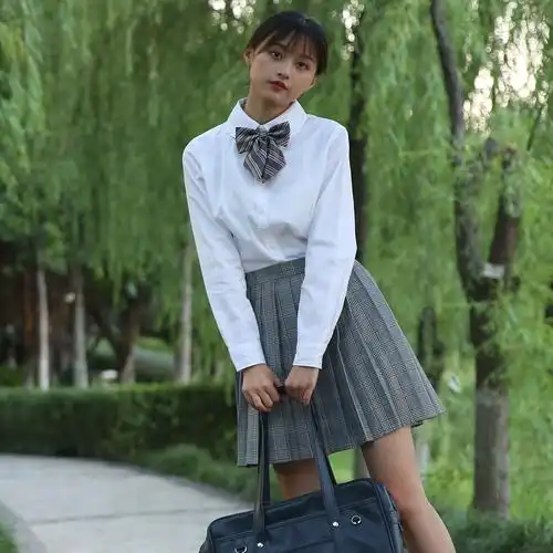 jk制服女学院风韩版女夏季白衬衫百褶裙高中生校服运动会班服套装 女