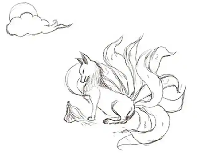 九尾狐九尾狐九尾狐～简笔画分享～_简笔画_阴影_画个简笔画_知识简笔