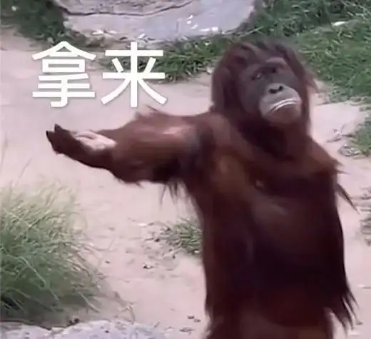 猩猩摊手要东西表情包 - 抖音