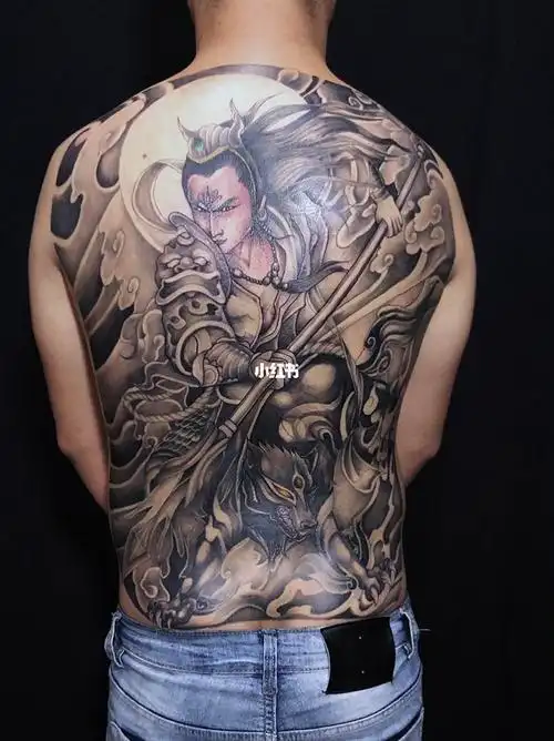 二郎神#杨戬纹身_纹身_上色_天祥刺青攻略_滁州纹身_美妆_彩妆_彩妆