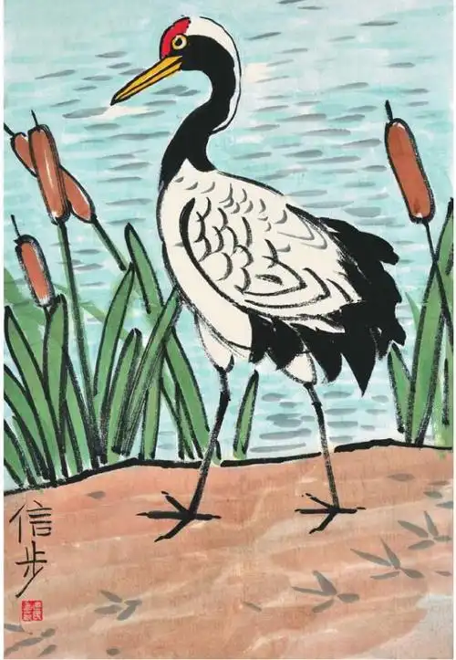 丹顶鹤儿童国画画法步骤,丹顶鹤国画法- 小南美术网