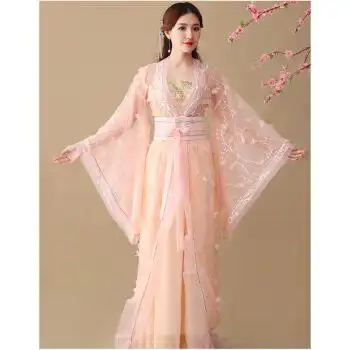 古装服装女贵妃装中国风仙女宫廷唐朝清新淡雅汉服儿童古筝演出服