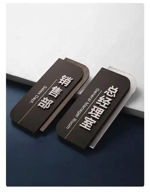 门牌科室牌定制双面高档可更换指示牌侧装君艺标识标牌订制y黑色立体