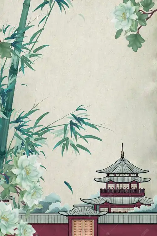 中国风工笔画简约海报背景