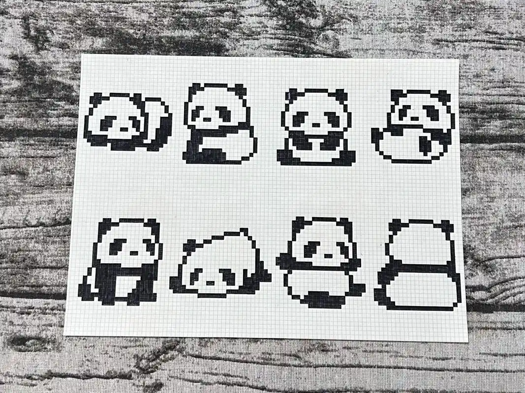 黑白团子.谁能拒绝可可爱爱的熊猫宝宝呢#像素画 #一起学画画 - 抖音