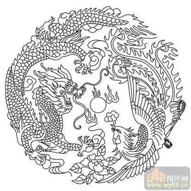 龙凤呈祥简笔画带颜色