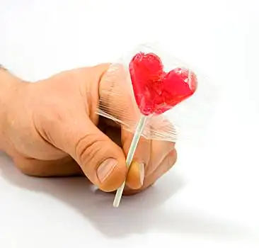 手,拿着,心形,糖果,隔绝,白色背景