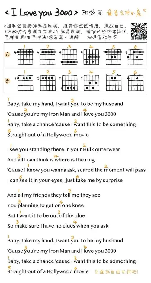 stephanie poetri-i-love-you-3000吉他谱3-#f调指法