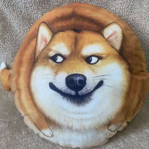 财源滚滚汪汪狗卡通抱枕靠垫柴犬表情包圆形靠高档卡通毛绒靠腰