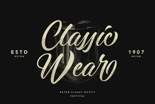 复古优雅品牌徽标logo海报标题手绘英文字体素材 calingham font