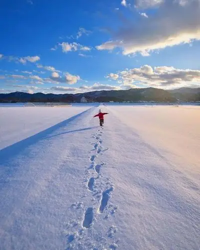 她独自在雪地里前进的时候
