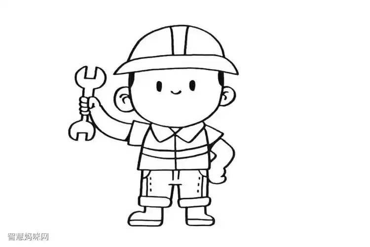 劳动节画个可爱的工人叔叔