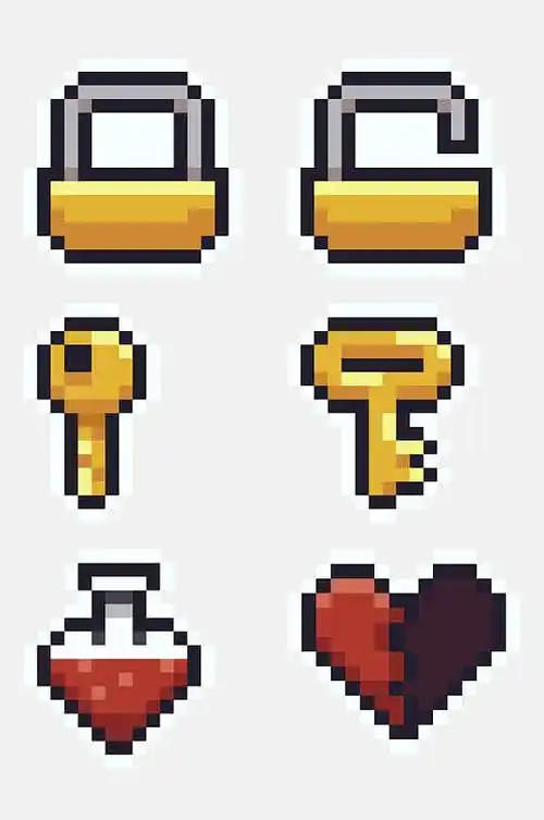 爱心游戏像素图标免抠素材