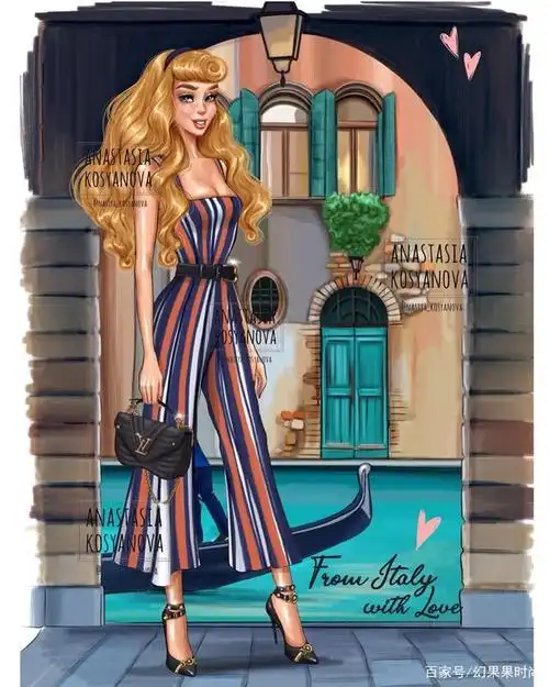 迪士尼公主换上现代穿搭look,插画家打造时髦的公主装扮!