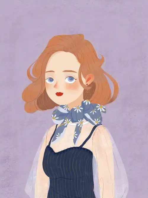 一组小清新风格的人物插画