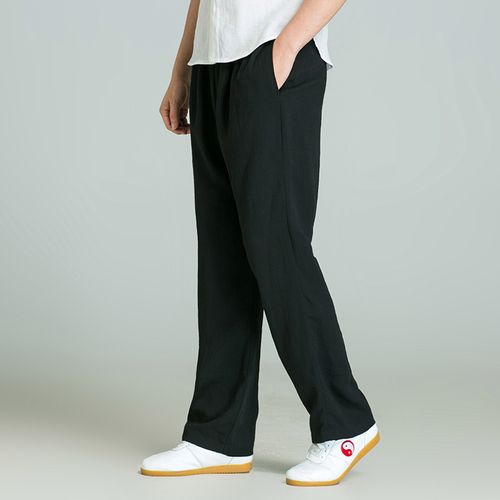 高端亚麻太极裤旗舰店男太极拳服装太极服棉麻练功裤武术训练裤子