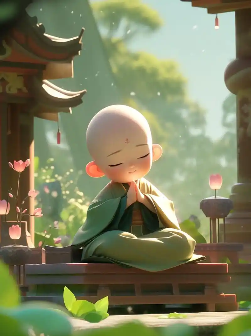 我也想当个小和尚.可爱卡通小和尚 #小和尚 #治愈系 #mi - 抖音