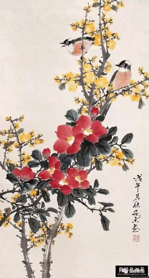 56幅凌霄花作品,每一幅都精彩_国画教程_零二七艺考