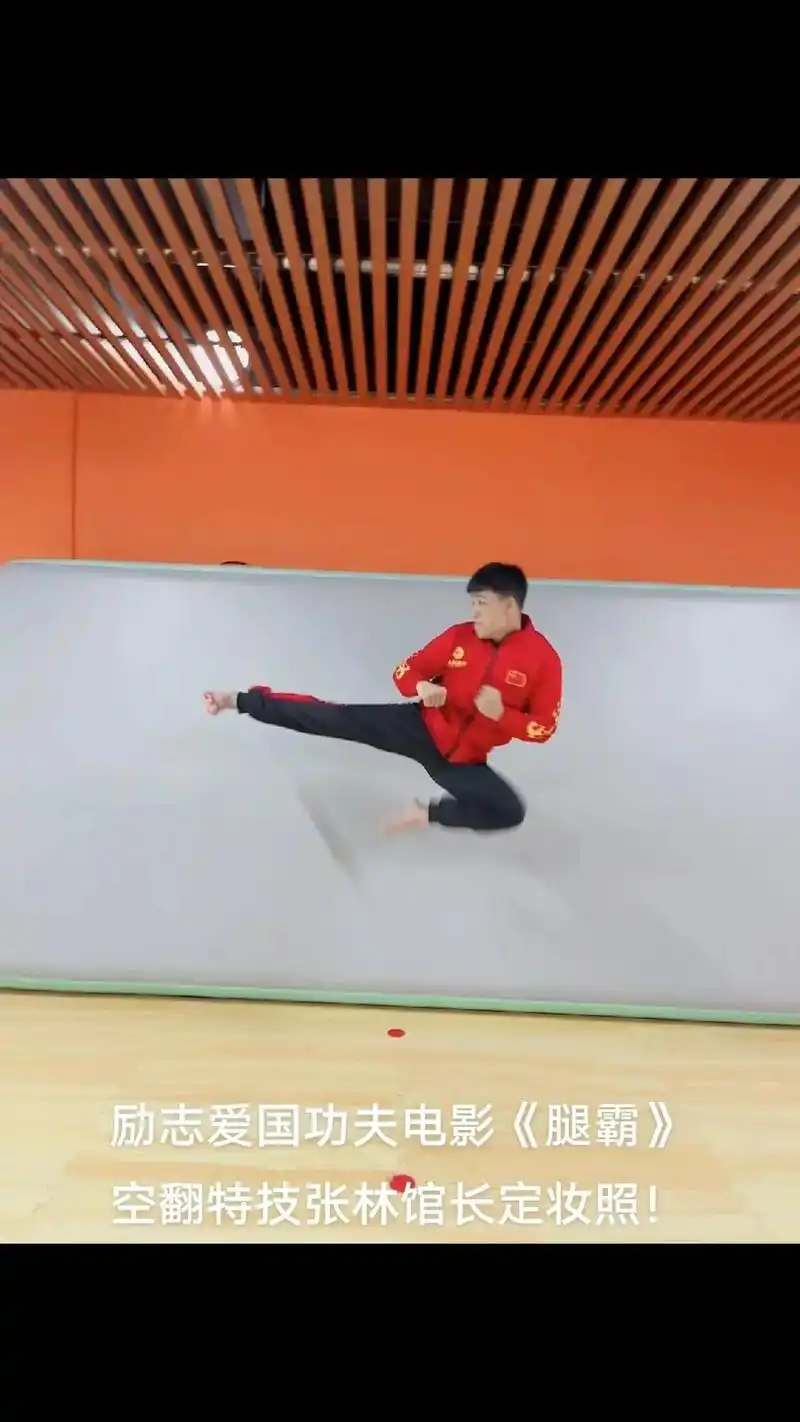励志爱国功夫电影腿霸a跆拳道高手张林馆长定妆照林风武馆风武空翻