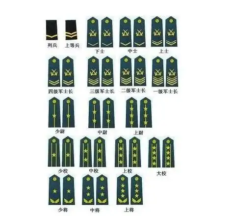 军衔等级肩章排列图片,各军衔所担任职务详解