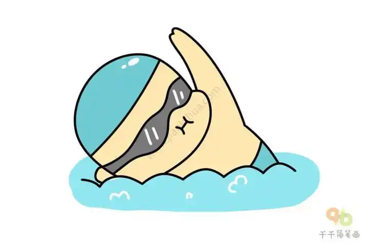 卡通狗游泳简笔画