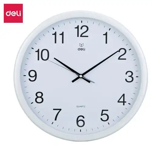 得力8835现代简约时尚挂钟办公客厅家用创意大气北欧静音电子钟表得力