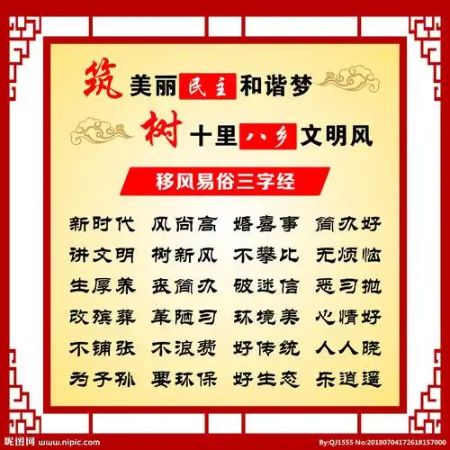 cmyk18元(cny)×关 键 词:乡村文明建设 展板 宣传栏 移风易俗 三字经