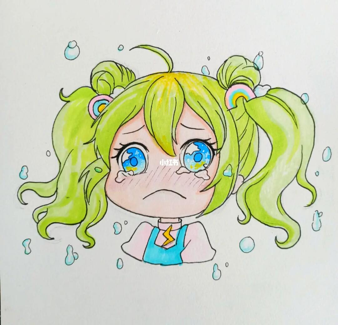 动漫人物手绘马克笔初级入门简单委屈的女孩