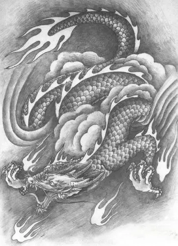 求中国龙素描画
