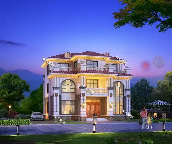 2栋欧式农村三层别墅,大门进去就是堂屋,非常有福气的房子