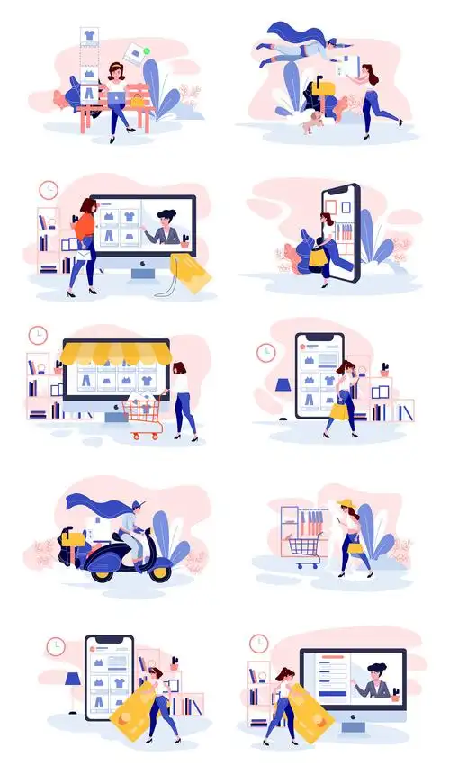 10幅电商插画 lunas .sketch素材下载 - 豆皮儿