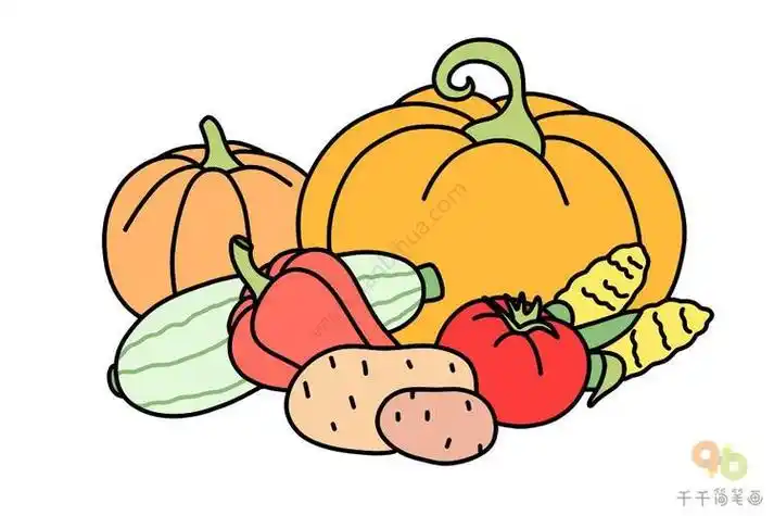 蔬菜水果在一起的花样摆盘的简笔画