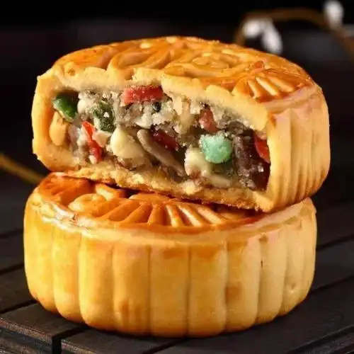 大月饼豆沙蛋黄月饼广式老五仁月饼水果味月饼批发_大