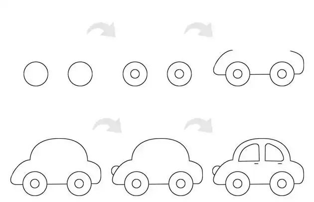 超简单的小汽车简笔画画法步骤图解教程