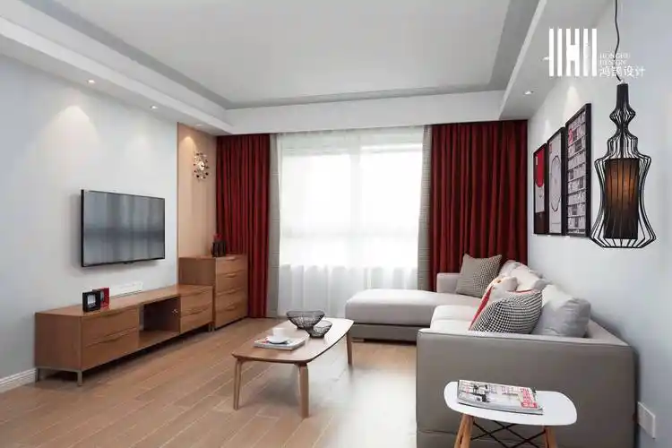 现代北欧两居室客厅装修效果图2/8