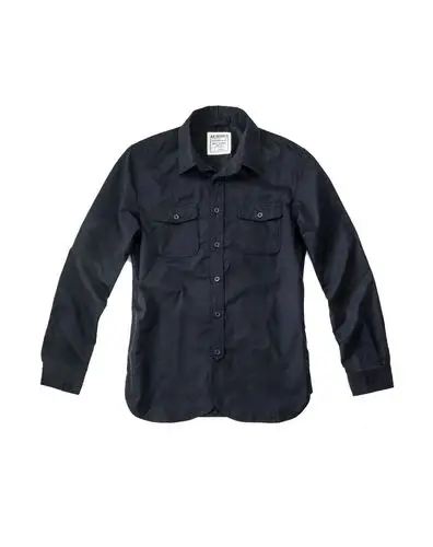 男藏蓝色军事长袖衬衫