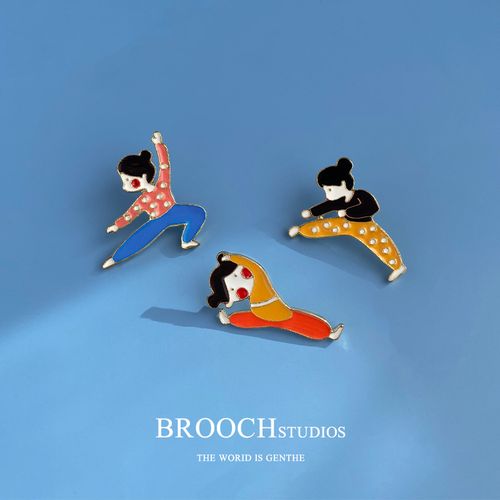 中国风花木兰胸针女卡通可爱功夫女孩徽章学生配饰小饰品包包别针