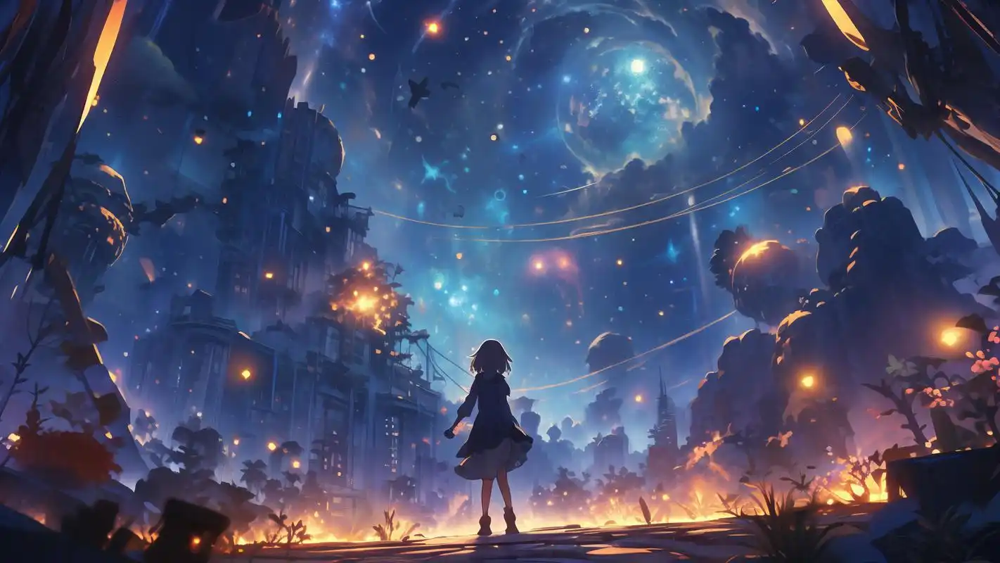 二次元星空壁纸90梦幻与现实的交汇 嗷呜~92 踏入二次元的星空