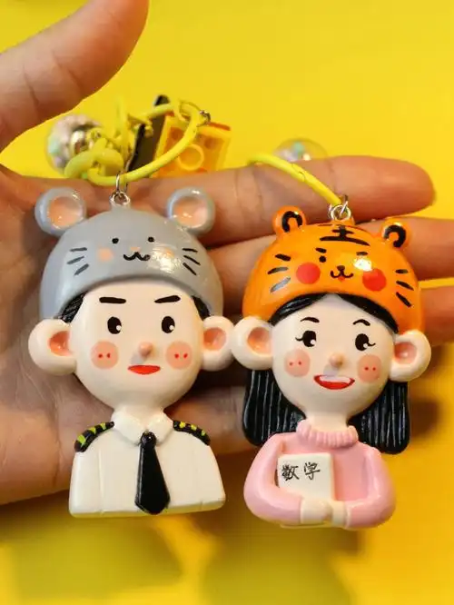 自制情侣钥匙扣石塑粘土手工diy