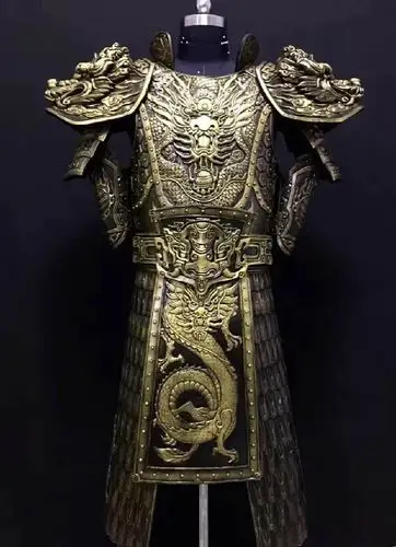 仿中国古代盔甲将军cos武将兵古装铠甲头盔蒙古戏服 演出服装可穿